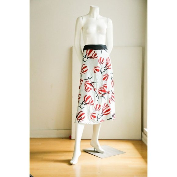 Novelty Print 1920s Swimmers Silk Boas Cut  Midi Skirt M - Picture 2 of 8
